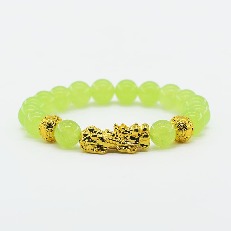 Pixiu Armband Feng Shui Rijkdom en Geluk Armband Heren Polsband Goudkleur Obisidiaan Steen Kralen Zwart Zes Karakter Cadeau