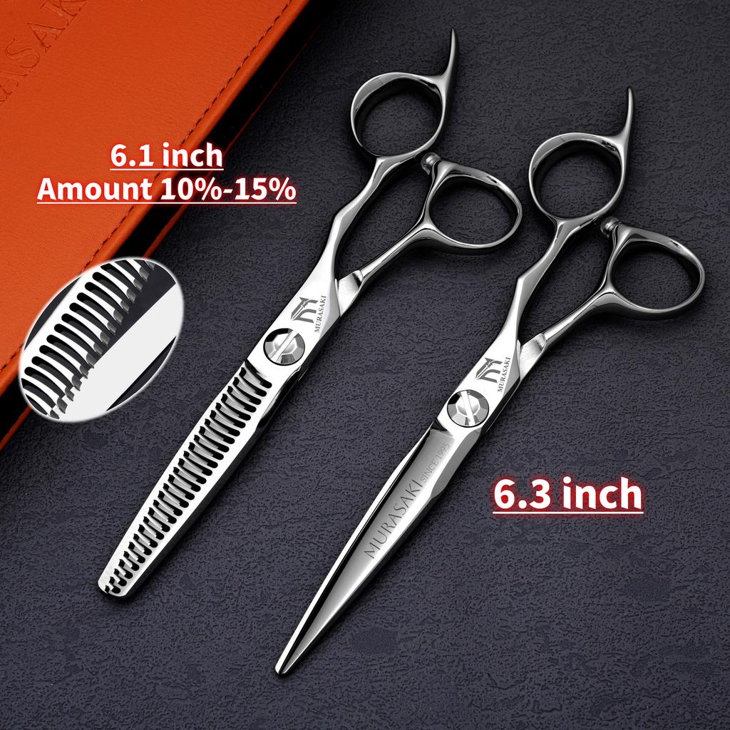 MURASAKI Set di forbici da barbiere CNC di alta gamma, Acciaio Giapponese VG10, Accessori per parrucchieri, Forbici per tagliare i capelli da 5,7-6,3-6,8 pollici