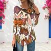 Ladies Plus Size Loose Three Quarter Sleeve Blouse Pointed Hem Breathable Casual Office Daily Top