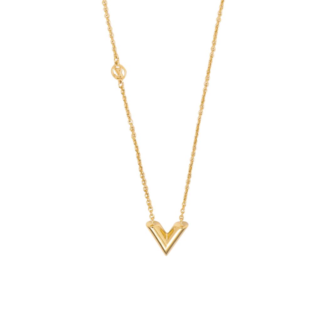 Louis Vuitton Engraved LV Logo Brass Necklace Women necklace Gold M00857