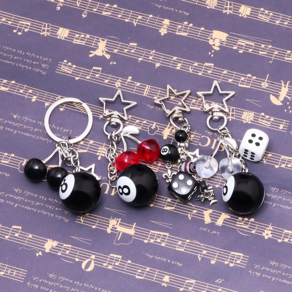 Hiphop Zwart 8 Biljart Sleutelhanger Mini Bal Sleutelhanger Hars Hanger Kers Decoratieve Sieraden Cadeau Doel Winnaar Bal Accessoires