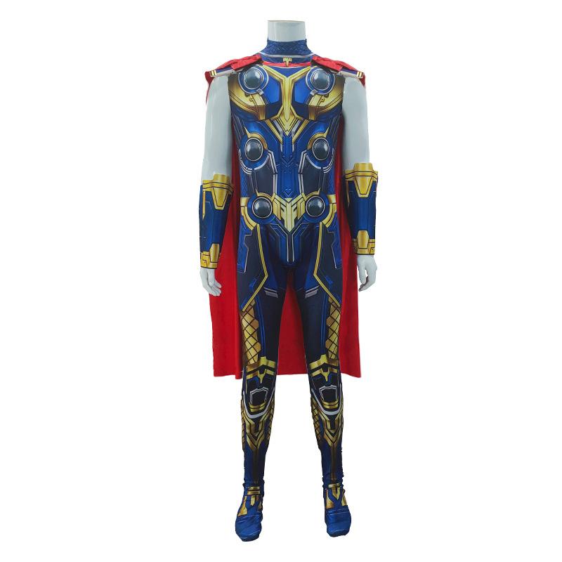 P-Jsmen Thor Love and Thunder Cosplay Costume TVMovie Superhero Suit Halloween Felt Sleeves Costumes with Cape for Kids Adult 110CM&Thor 4 Love and Thun
