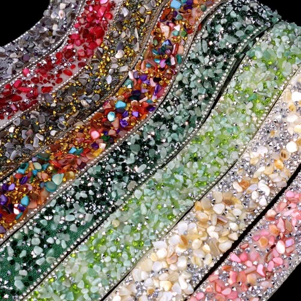 Self Adhesive Rhinestone Strip Colorful Resin Material Crushed Rhinestone Trim Crushed Stone No Iron Needed