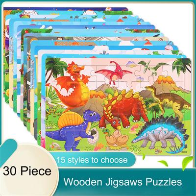 Dřevěné puzzle skládačky pro děti ve věku 3-5 let 30dílné barevné dřevěné puzzle