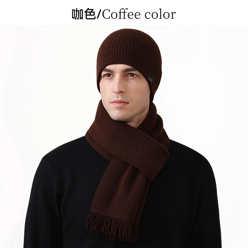 Unisex Warm Hat and Neck Scarf Set for Outdoor Cold Protection Knit Woolen Cap with Ear Cover For Men and Women