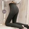 Women's High-Waisted Gray Velvet Leggings: Slimming, Warm, Vertical Stripes for Autumn/Winter.