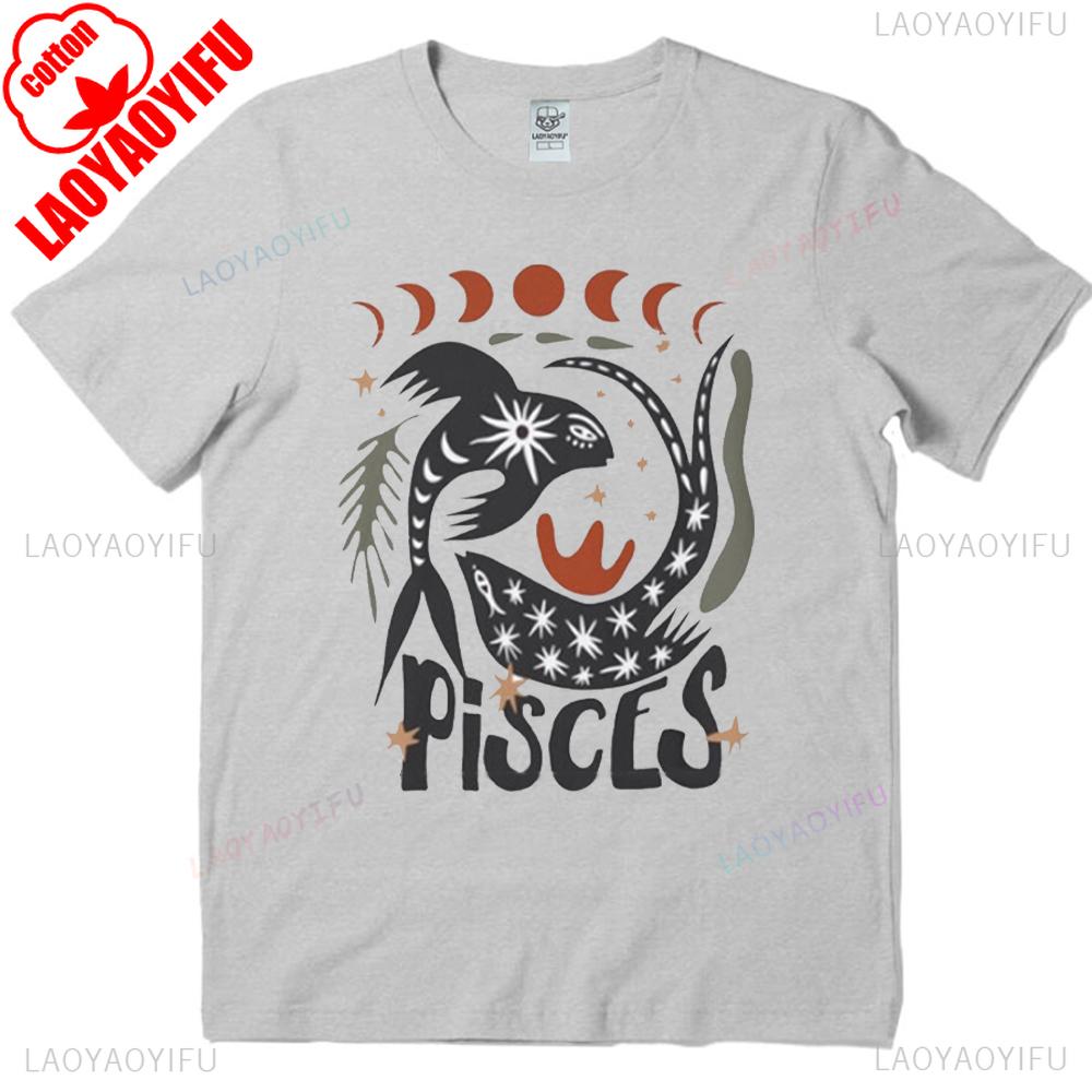 Pisces Tee Pisces Zodiac T-shirt Comfortable Personality Tops Birthday Unisex Tee High Quality Cotton Tops Graphic T-shirts