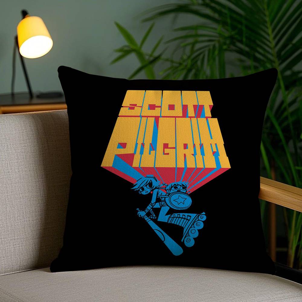Cartoon S-Scott P-Pilgrim Pillow Case Sofa Short Plush Double-sided HD Printing Room Home Office Gift Cushion Cover