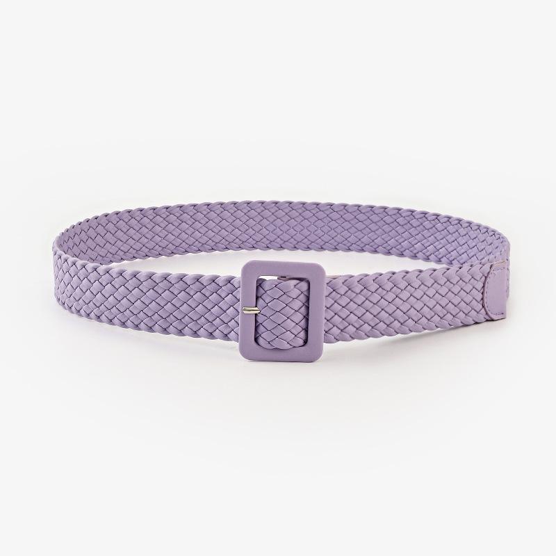 Japanese Pastoral Woven Wide Belt Candy Color Bag Buckle Decorative Dress Jeans Belt Women