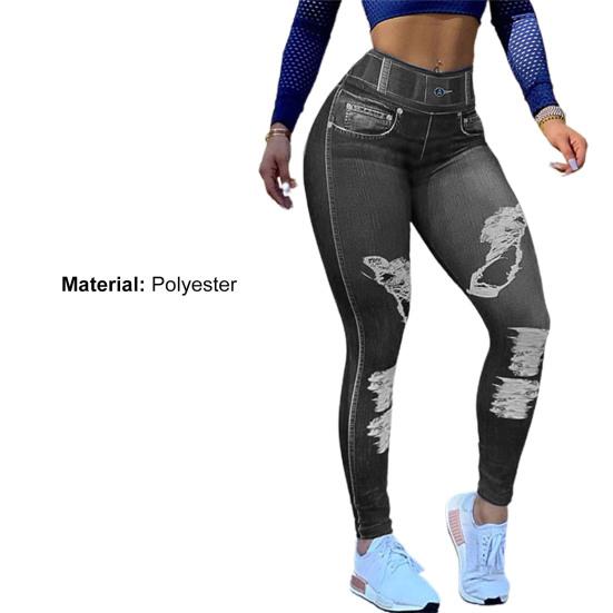 Slimming Fitness Pants High-elastic Soft Imitation Jeans Women Pants for Sport