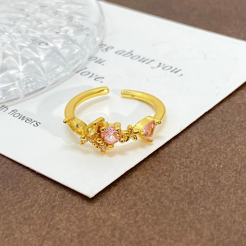 Blind Box Medieval Vintage Gold Niche Retro High-End Open Ring Color Treasure Light Luxury Ring Woman