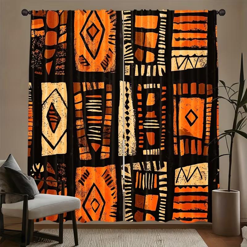 2Pcs Retro character patterns print curtains,suitable for bedroom,living room kitchen decoration,home decoration,window decor