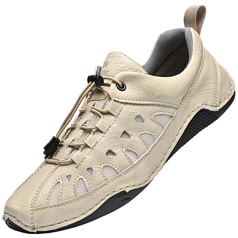 

Men s Casual Leather Sneakers Genuine Cowhide Leather Soft Anti-shock Sole Comfortable Walking Shoes Classic Black & Beige &Blue 38 бежевый