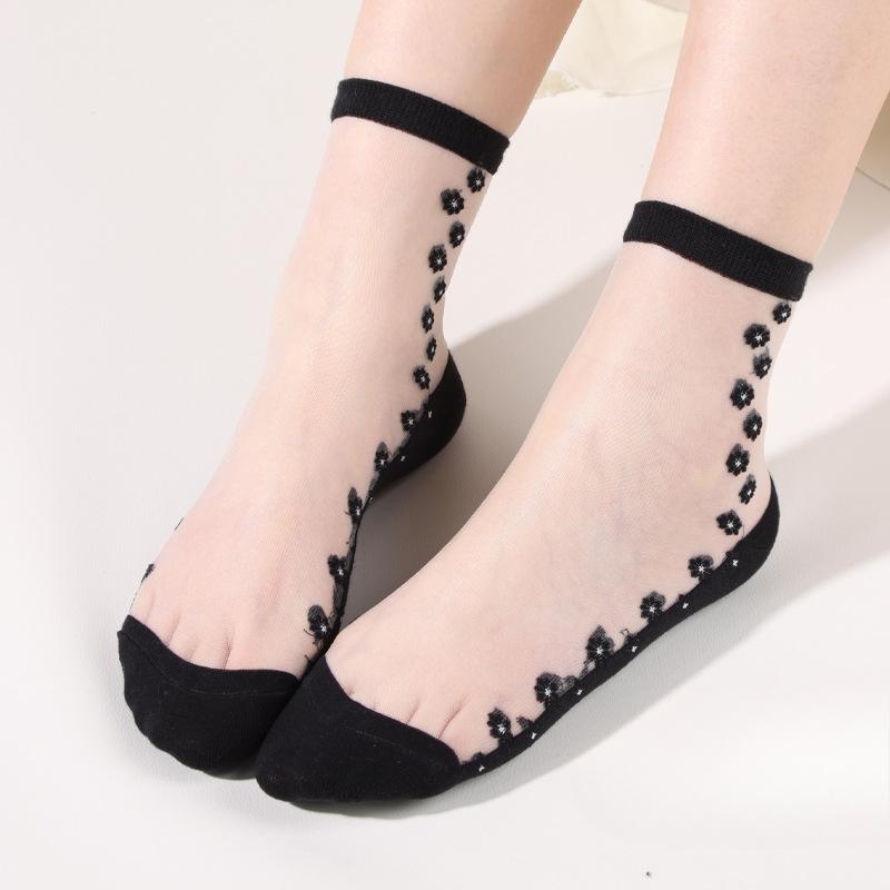 Women's Spring and Summer Fashion Breathable Transparent Crystal Silk Stockings