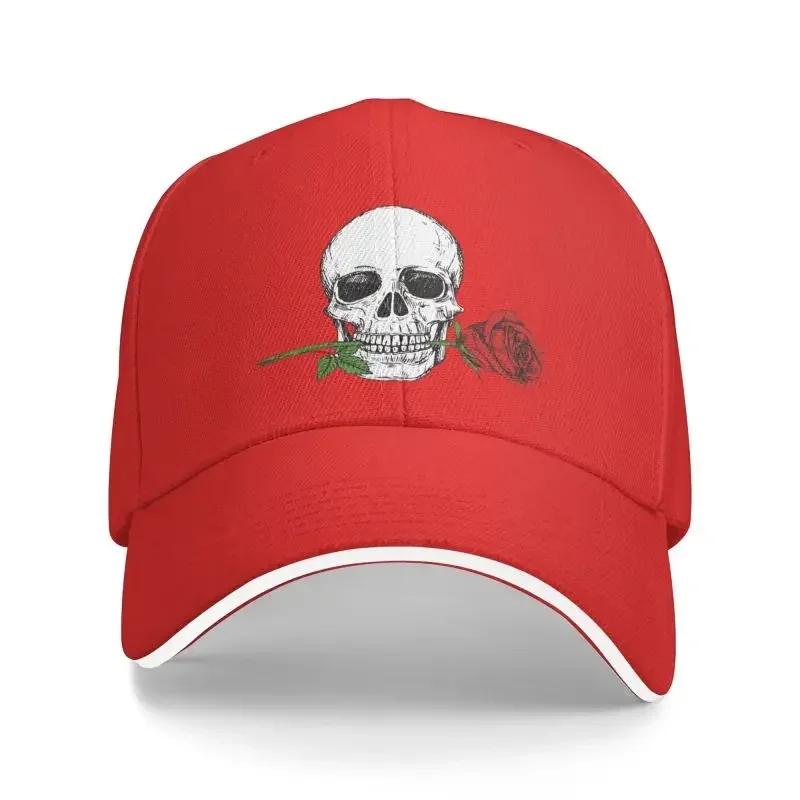 

Punk Unisex Rose Skull Baseball Cap Adult Skeleton Adjustable Dad Hat Unisex Women Hip Hop Baseball Cap