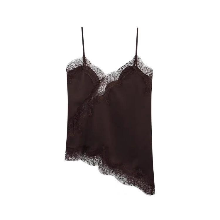 

A Stylish Sexy and Chic Asymmetrical Lace-paneled Halter Top Perfect for Autumn and Winter Commuting XL