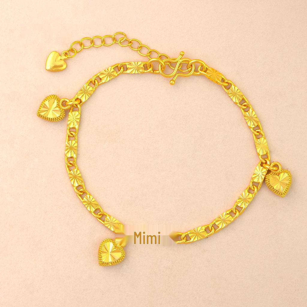 Heart-Shaped Laser Gold Bracelet: Luxury Women's Jewelry Design