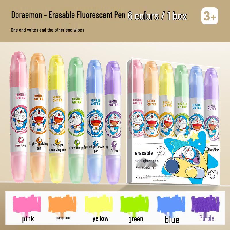Doraemon & Crayon Shin-chan Erasable Fluorescent Double-ended Highlighter Pen