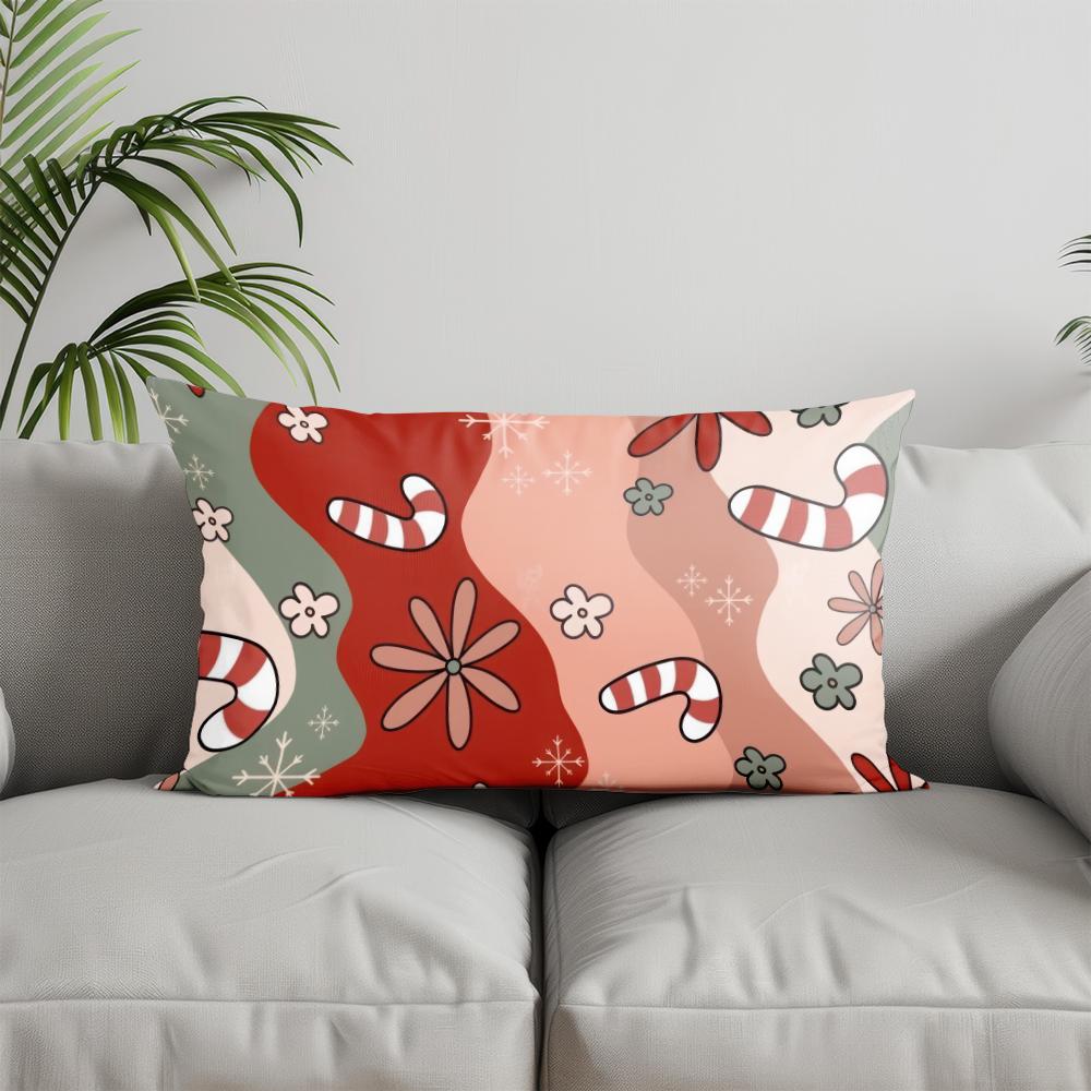 Home Decor Gingerbread & Snowflake Pillow Cover Suitable For Sofa Bedroom Car Pillow Cover Cushion Rectangular Back Cushion