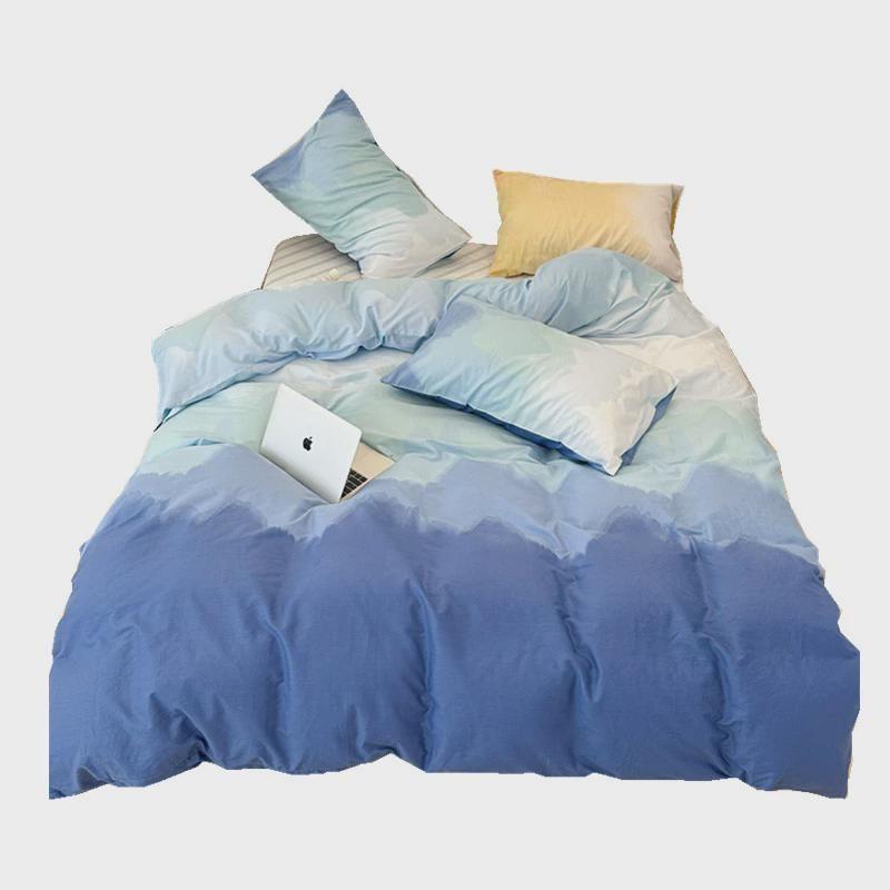 

Blue Gradient Printing and Dyeing Student Dormitory Bed Three-Piece Set Supplies Quilt Cover Single Duvet Cover Four-Piece Set Minimalist Style 150*200cm single quilt cover Colorful-Green