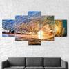 Ocean Wave Sunset Beach Scenery 5 Piece Five Panel Canvas Print Modern Wall Art Poster Home Decor Gift For Him For Her