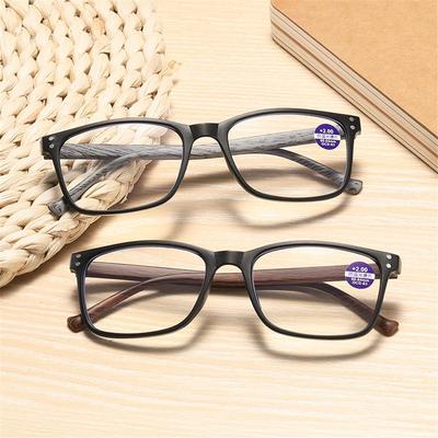Holzmaserung Form Anti-UV Blaulicht Lesebrille Unisex PC Rahmen Alterssichtigkeit Brille Fernsicht Brille Stärke +1.00~+4.00