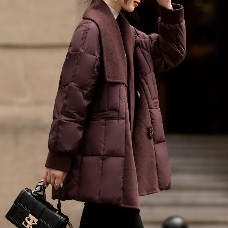 

XUEXI 2025 Women s Winter Thickened Wool Blend Down Jacket XL