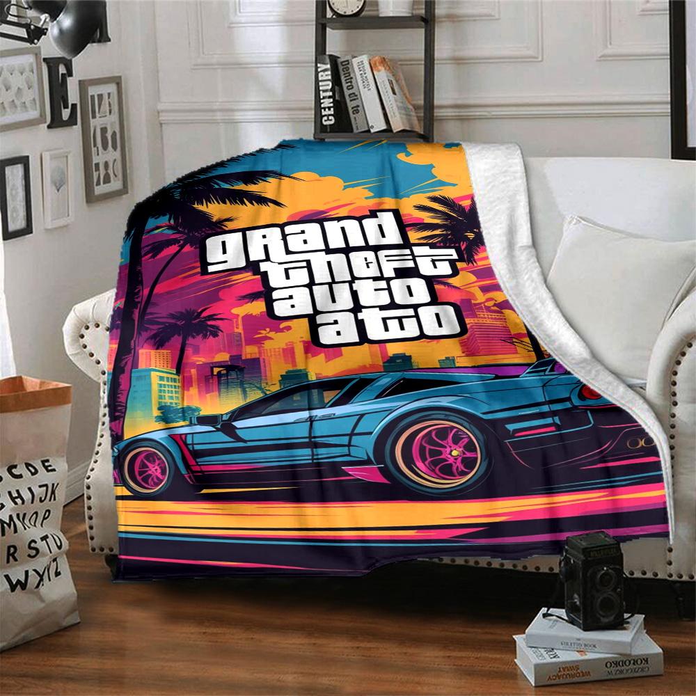 Grand Theft Auto Blanket Soft & Cozy Great for Sofa Chair Seaside All-Season Use Warmthful Decor Unique Gift for Family and Friends Camping