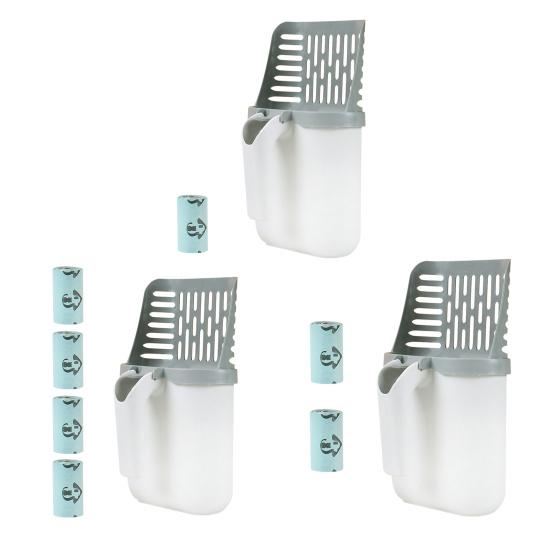 Cat Litter Scoop with Waste Bin Self-Cleaning Toilet Shovel Easy-to-Use Handle Garbage Bag Holder Cat Supply