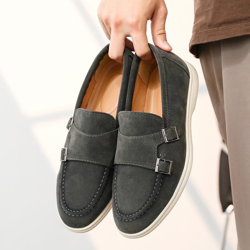 Fashion Fashion Brand Men's Comfortable Pointed Suede Casual Leather Shoes for Spring New Men's Breathable Non Slip Soft Soled Loafers