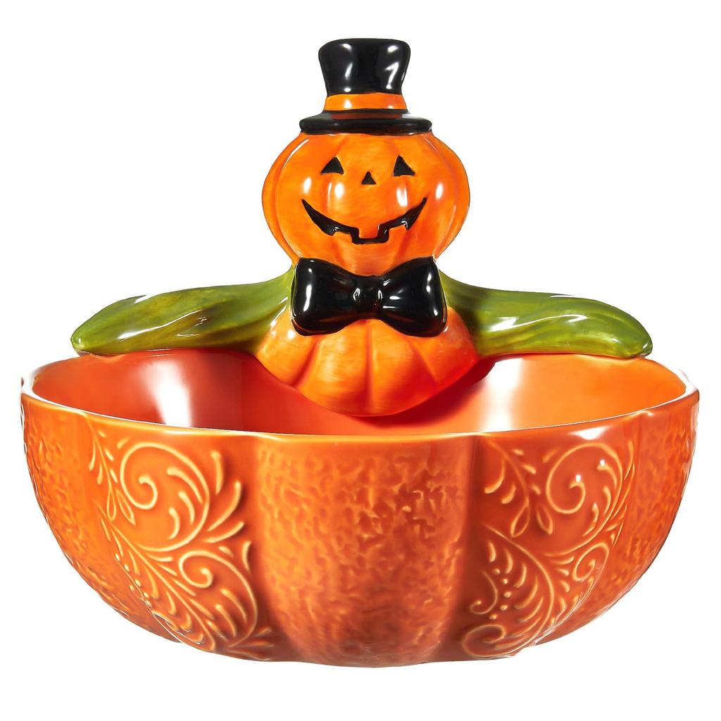 Halloween Pumpkin Candy Bowl with Planter for Desk Decoration