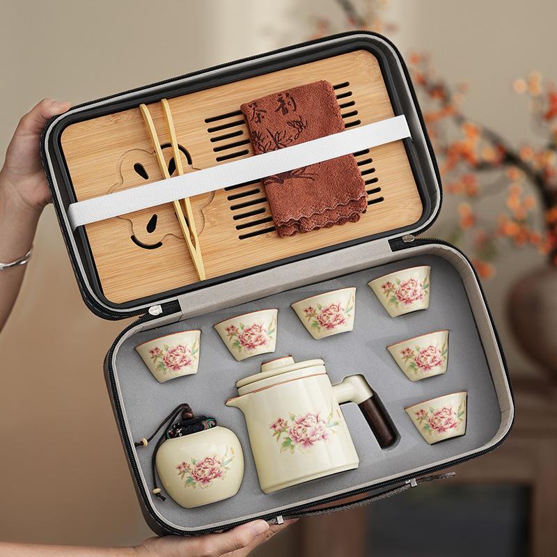 National tide high-value Ru kiln kung fu tea set brewing teapot teacup household light luxury high-end tea utensils