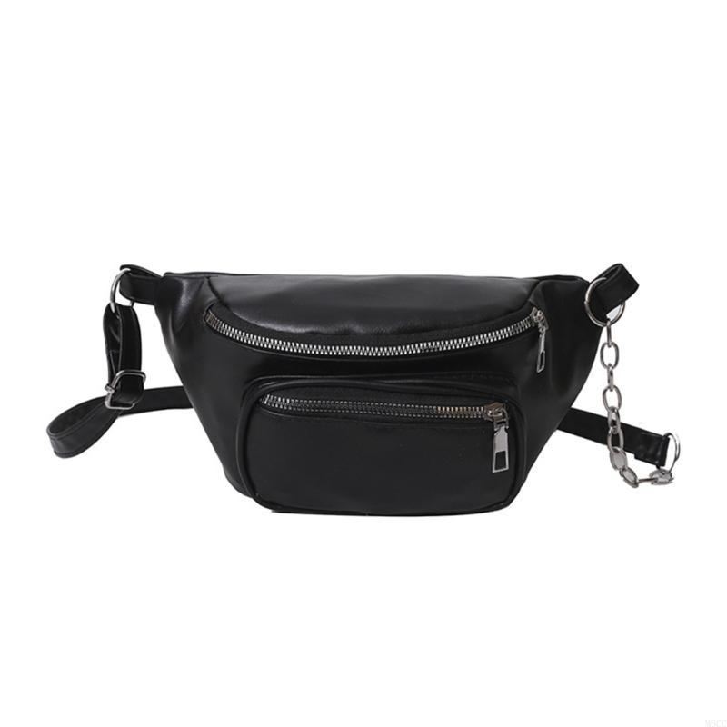 

New Fashi PU Leather Chain Waist Bag for Women - Crossbody Chest Bag чёрный
