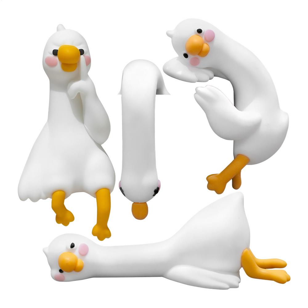 Mini Resin Duck Ornament 4Pcs Resin Cartoon Animal Decor For Desk Car Dashboard TV Monitor Gift Idea Cute 3D Duck Figurine