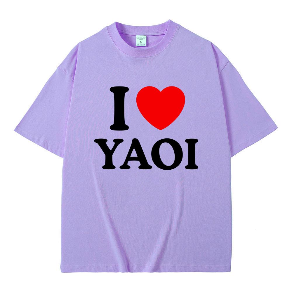 Funny I Love Yaoi Meme Tshirt Men Women Fashion Vintage Crewneck Tshirts Male Casual Cotton Oversized Short Sleeve T Shirts