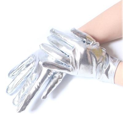 Gotische Glänzende Helle Lederhandschuhe Lang/Kurz Bühnenauftritte Clubwear Fäustlinge Gold Silber Farbe Etikettehandschuhe Halloween
