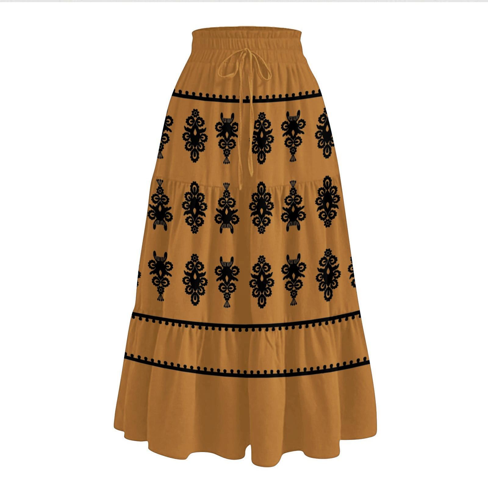 

Женская повседневная и модная принтованная эластичная талия свободная юбка талия свободная юбка XL оранжевый