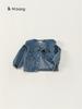 Korean Style Girls' Lace Collar Denim Jacket - Casual Spring/Autumn Cardigan