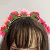 Stylish Fabric Flower Hairhoop with Leaves Birthday Party Gathering Headband Garland Hairband for Various Event