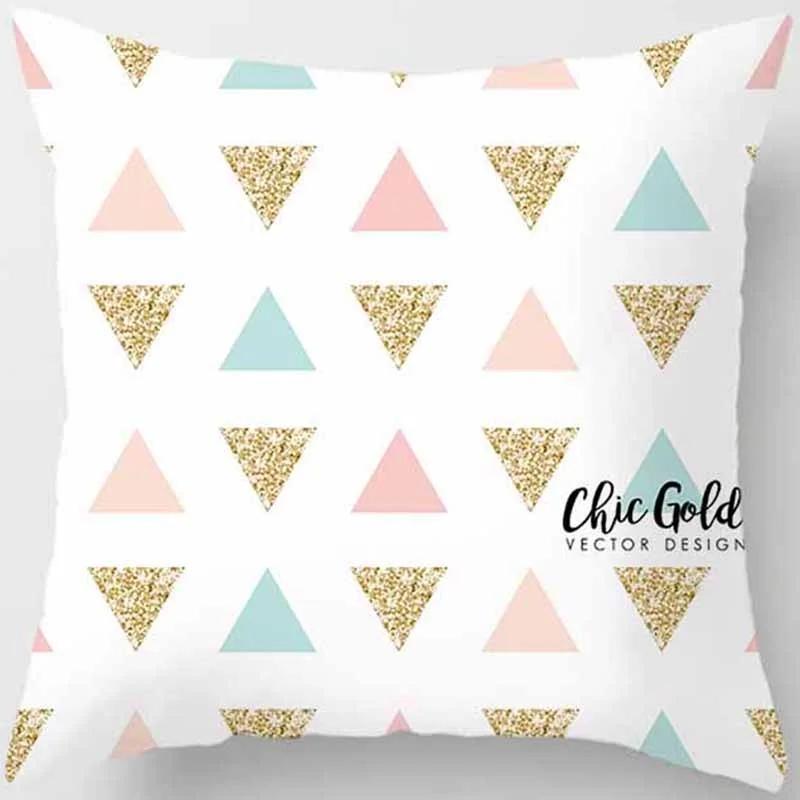 Pink Small Fresh Print Square Pillowcase Home Decoration Car Sofa Cushion Cover (45Cm*45Cm)