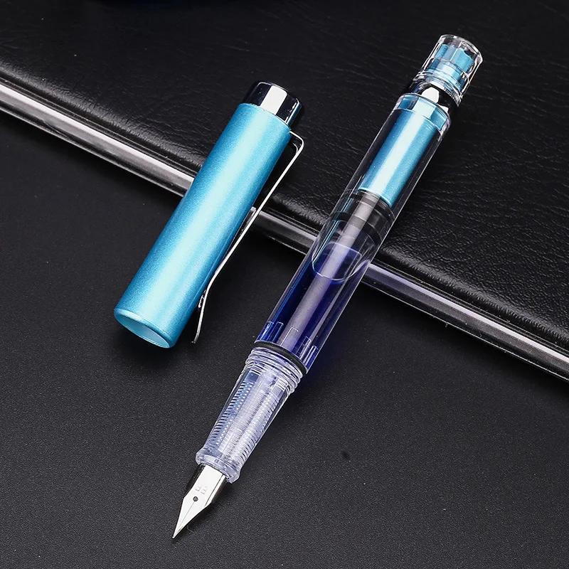 High Quality Transparent Color Piston Ink Blowing Large Capacity Ink Storage Pen Rotary Ink Blowing Piston Pen School Supplies