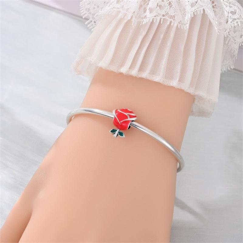 Copper Rose Beads Jewellery Fit Original Bracelet Necklace For Women Diy Gift