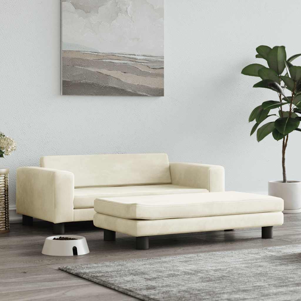 Vidaxl Legowisko Dla Psa Z Dostawką, Kremowe, 100X50X30 Cm, Aksamit