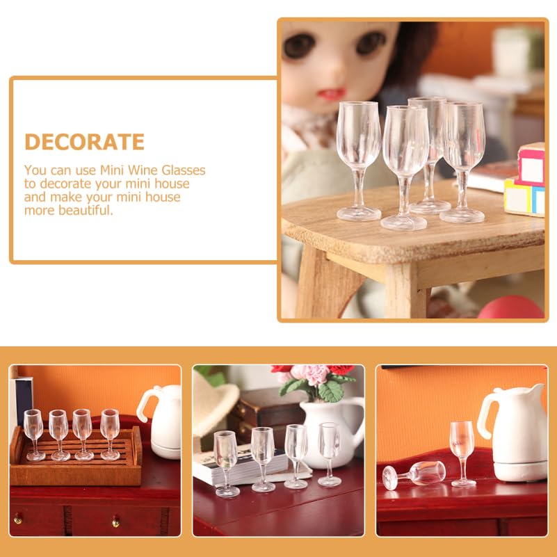 NOLITOY Miniature Wine Set of Clear Plastic Champagne Dollhouse Miniature Food Parfait Decorative Parts for and DIY Glasses, 40, 1/12 Scale, Goblets,