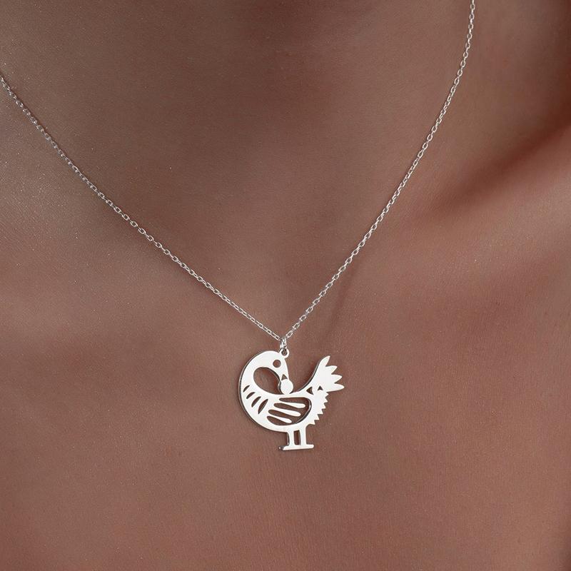 Africký přívěsek na krk pták Sankofa pro ženy Nerezová ocel Adinkra symbol Šperky Doplňky