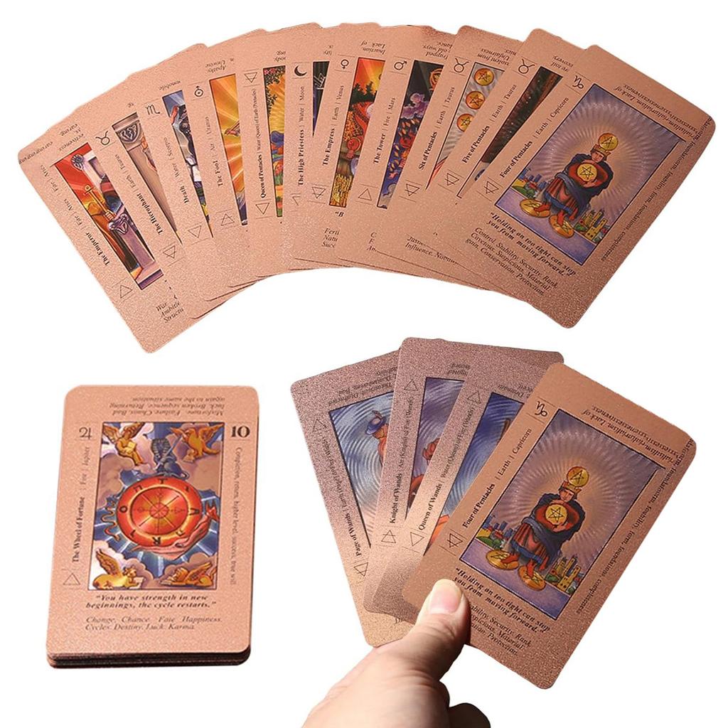 78 Classic Divination Set with Guide Book Rose Gold Waterproof Tarot Cards with Meanings on Them Holiday Party Board Game Tools