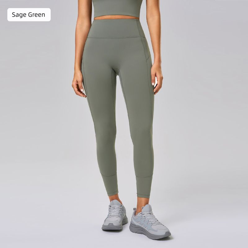 Lu Same Style No Embarrassment Line Fitness Pants Women's Summer Thin High Waist Hip Raise Fitness Pants Back Waist Pocket Yoga Ninth Pants