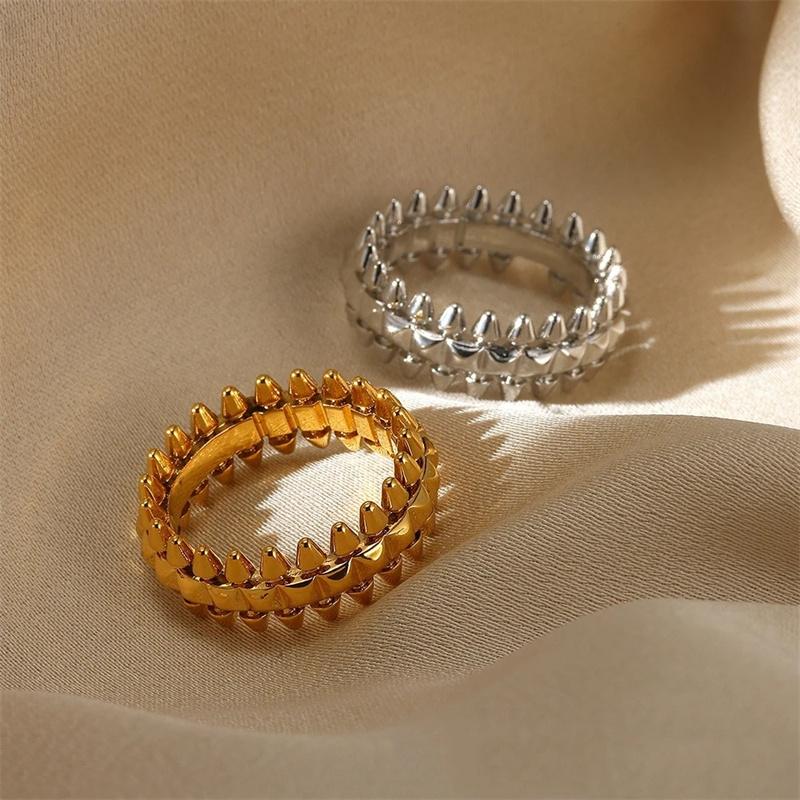 Stainless Steel Vintage Bullet Rings for Women Gold Color Geometric Rings Boho Jewelry Hip Hop Party Wedding Jewelry Gifts