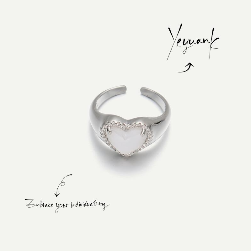 

Нохара Аой Кольцо с цирконом в форме сердца в японском дофаминовом стиле Size 7