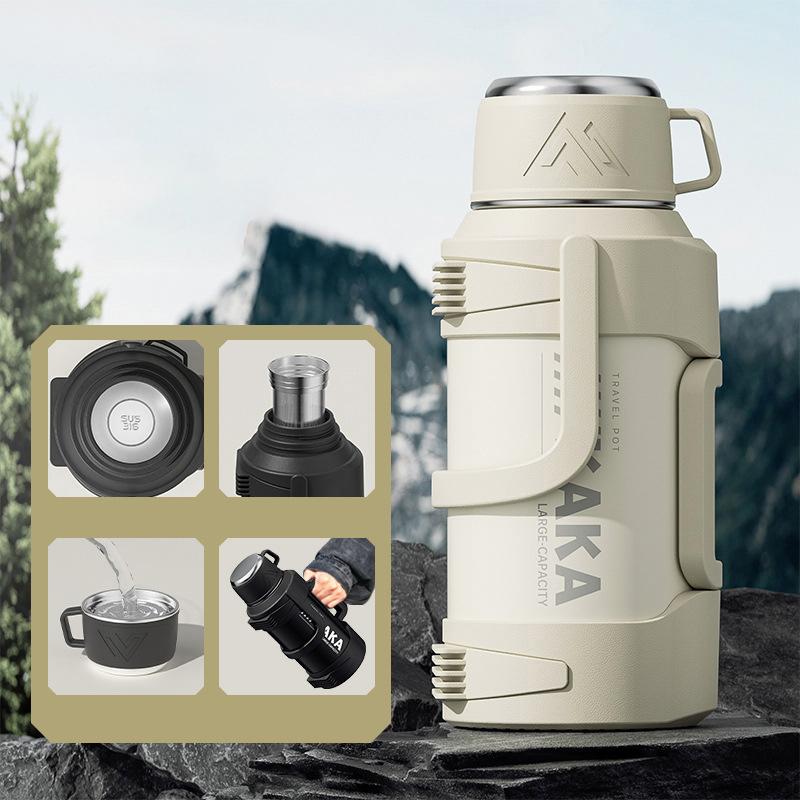 

Portable Vacuum Insulated Cup Large Capacity 316 Stainless Steel Thermos Cup Outdoor Car Insulation Cooling Water Kettle 1.2L белый